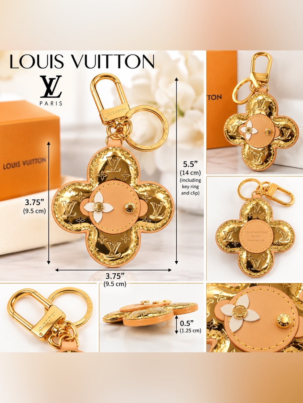 Gold Flower Keychain Charm